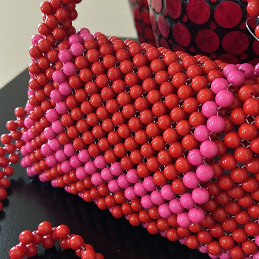 Kate Spade x Target NWT Pink and Red Colorblock Beaded Crossbody Bag - Picture 7 of 10